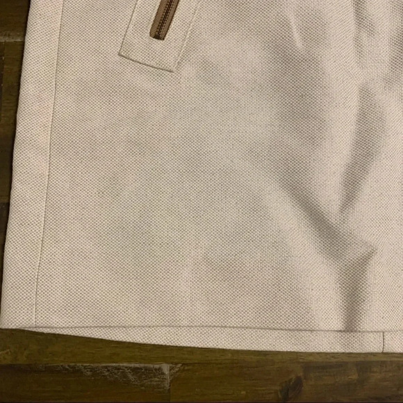 Original Penguin Tan Cream Canvas Skirt Slim Belt Mini Short Y2K Zipper Size 10 - Picture 2 of 12